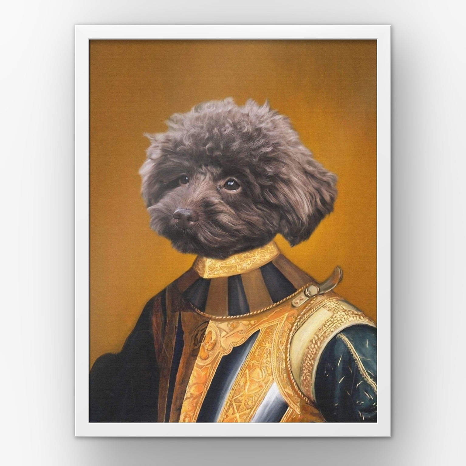 The Knight custom pet poster in a white frame