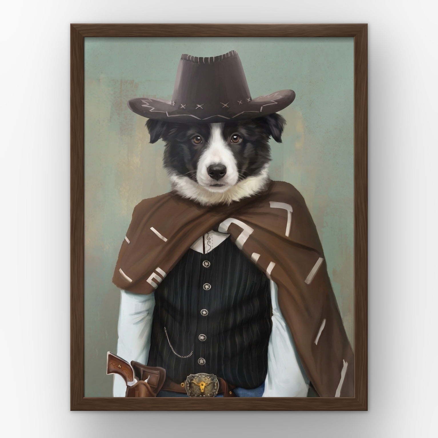 The Lone Ranger custom pet poster in a walnut frame