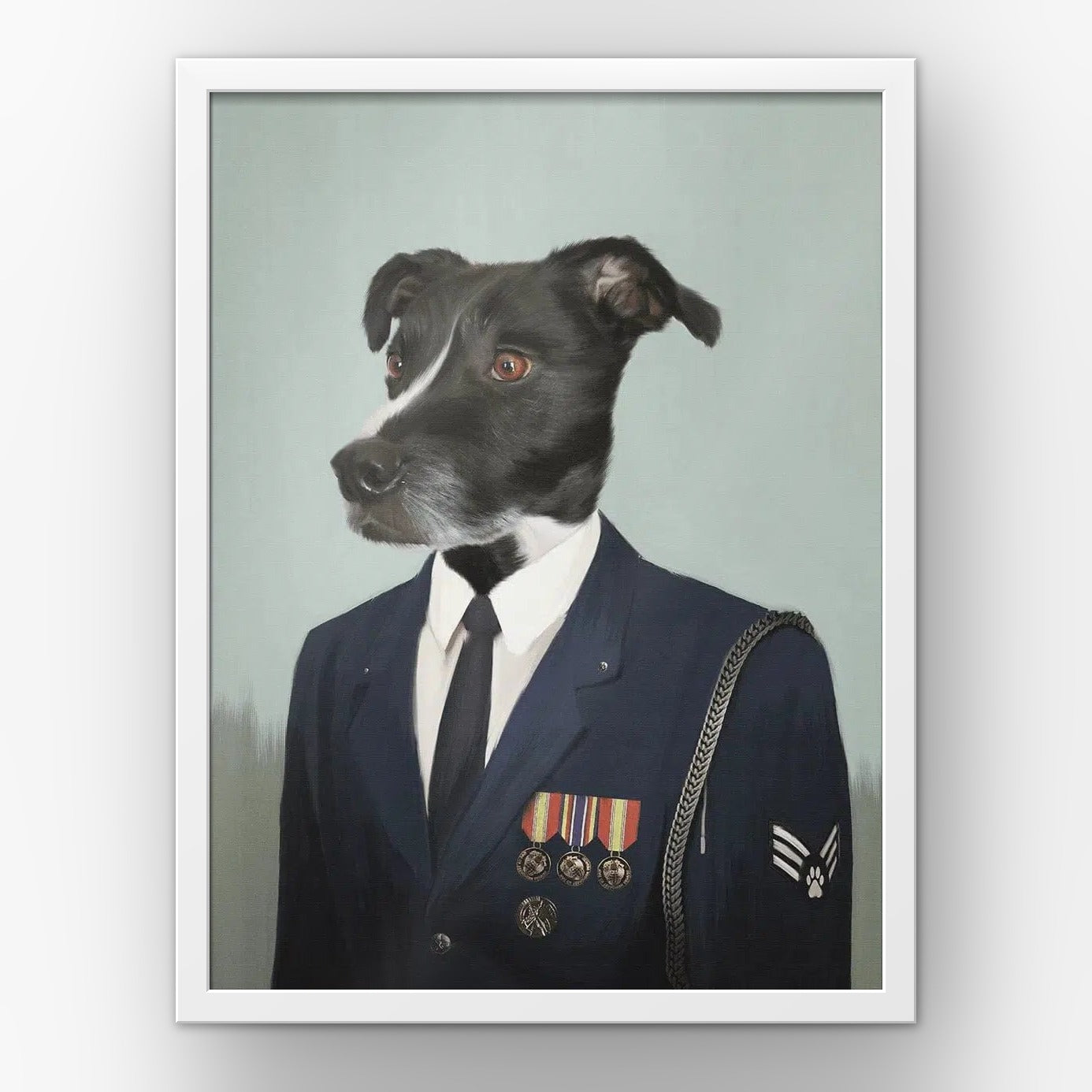 The Male Air Officer custom pet poster in a white frame