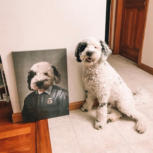 Crown and Paw - Canvas The Male Police Officer - Custom Pet Canvas