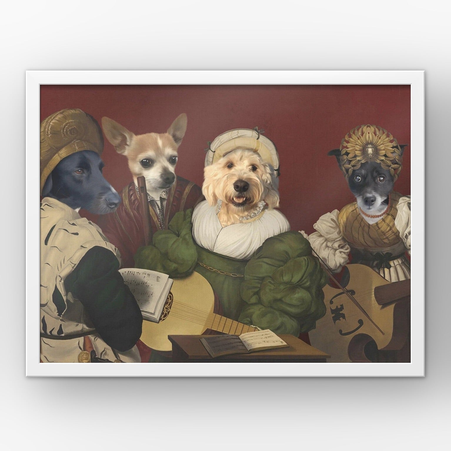 The Quartet custom pet poster in a white frame