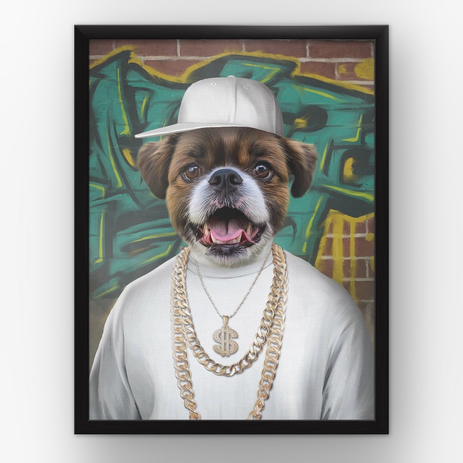 The Rapper custom pet poster in a black frame