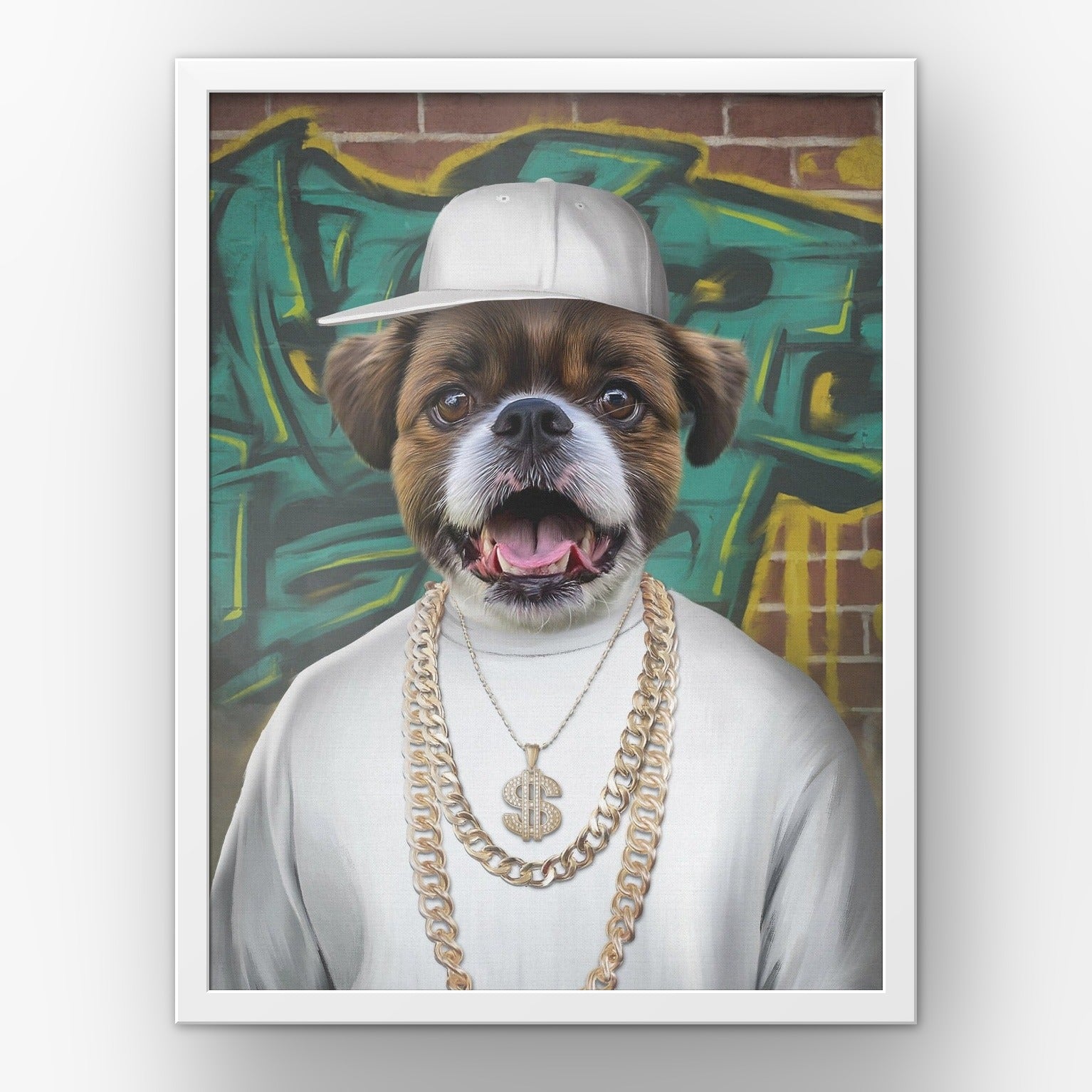 The Rapper custom pet poster in a white frame