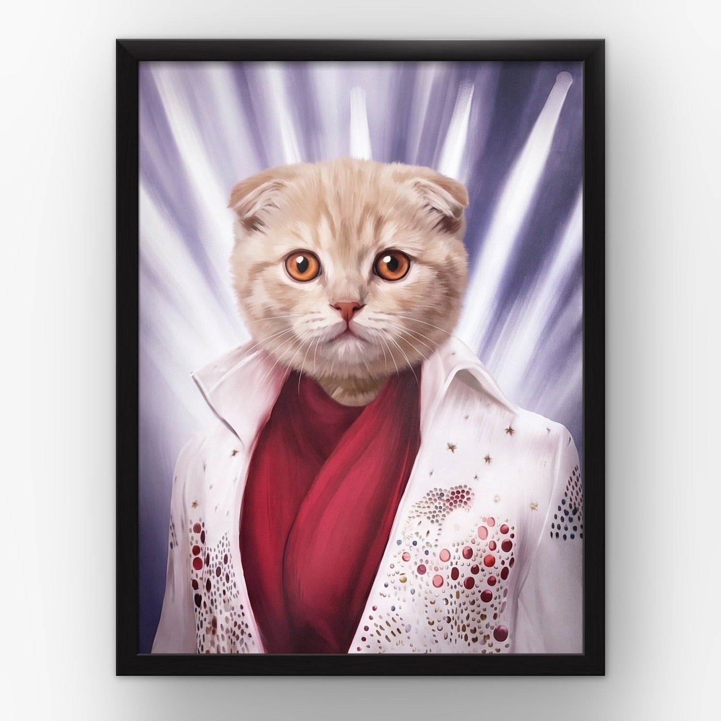 The Rock God custom pet poster in a black frame