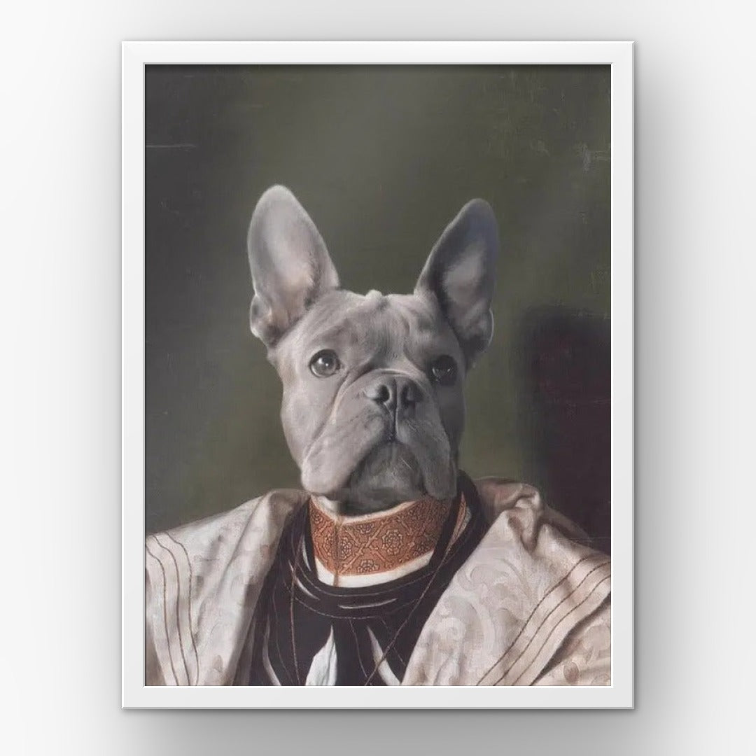 The Savant custom pet poster in a white frame