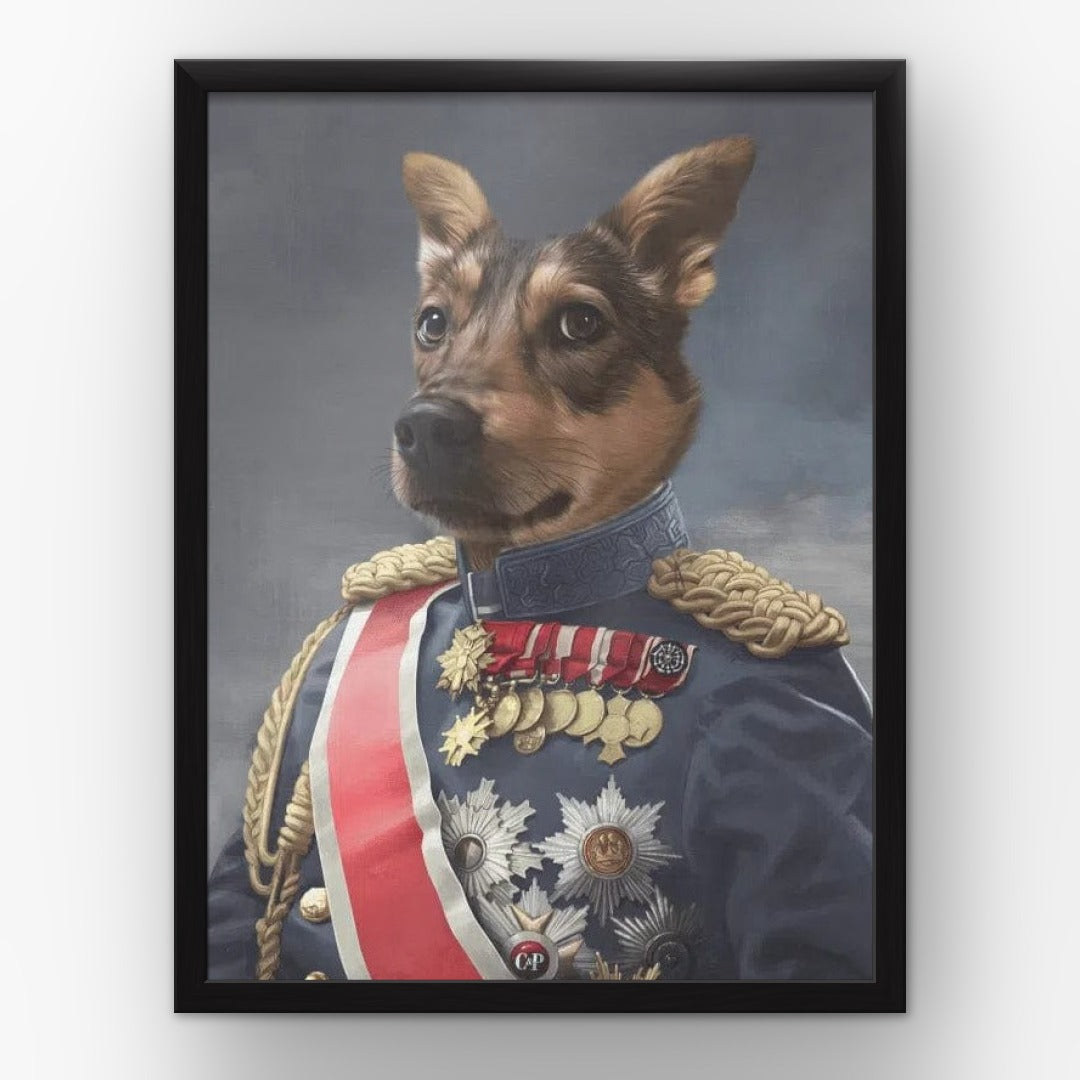 The Sergeant custom pet poster in a black frame