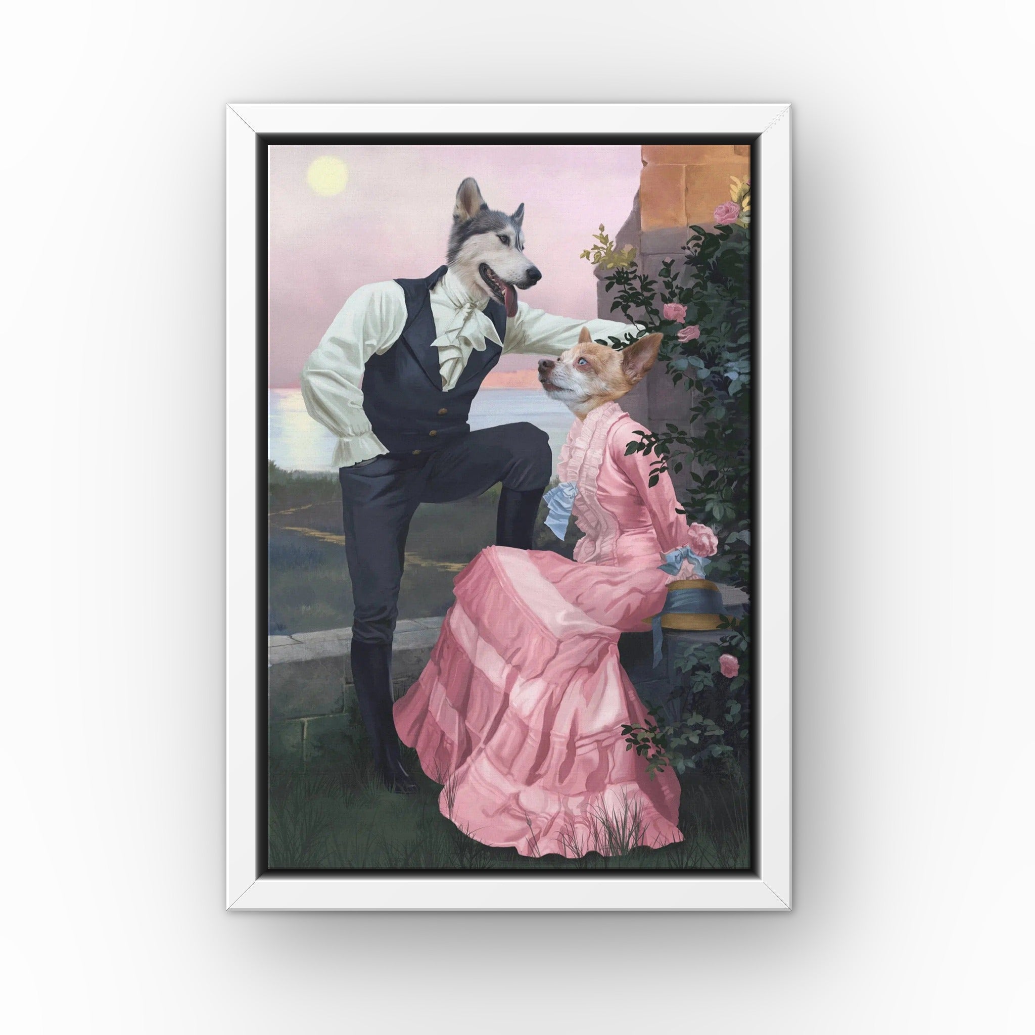The Smooth Talkers custom pet canvas in a white floating frame