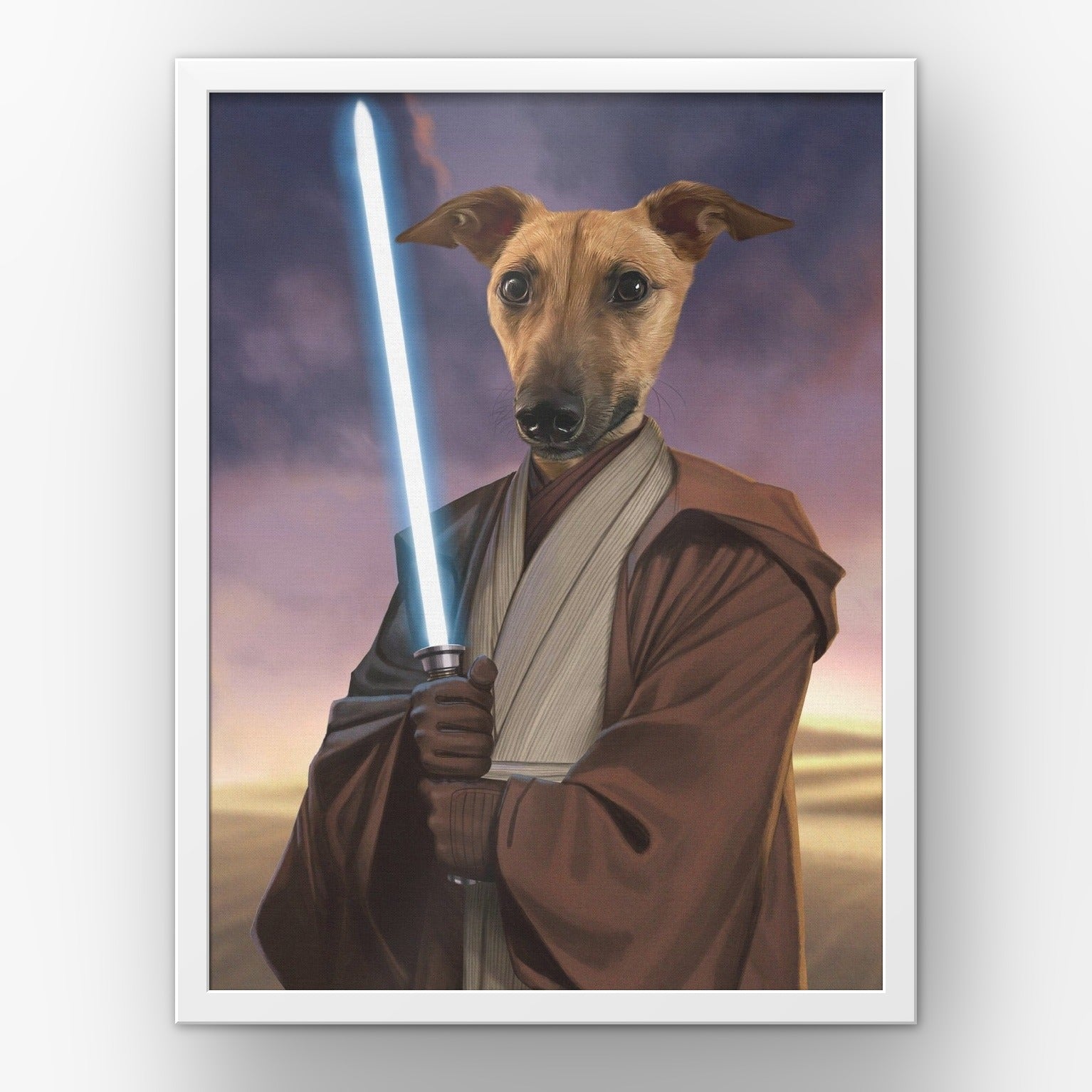 The Space General custom pet poster in a white frame