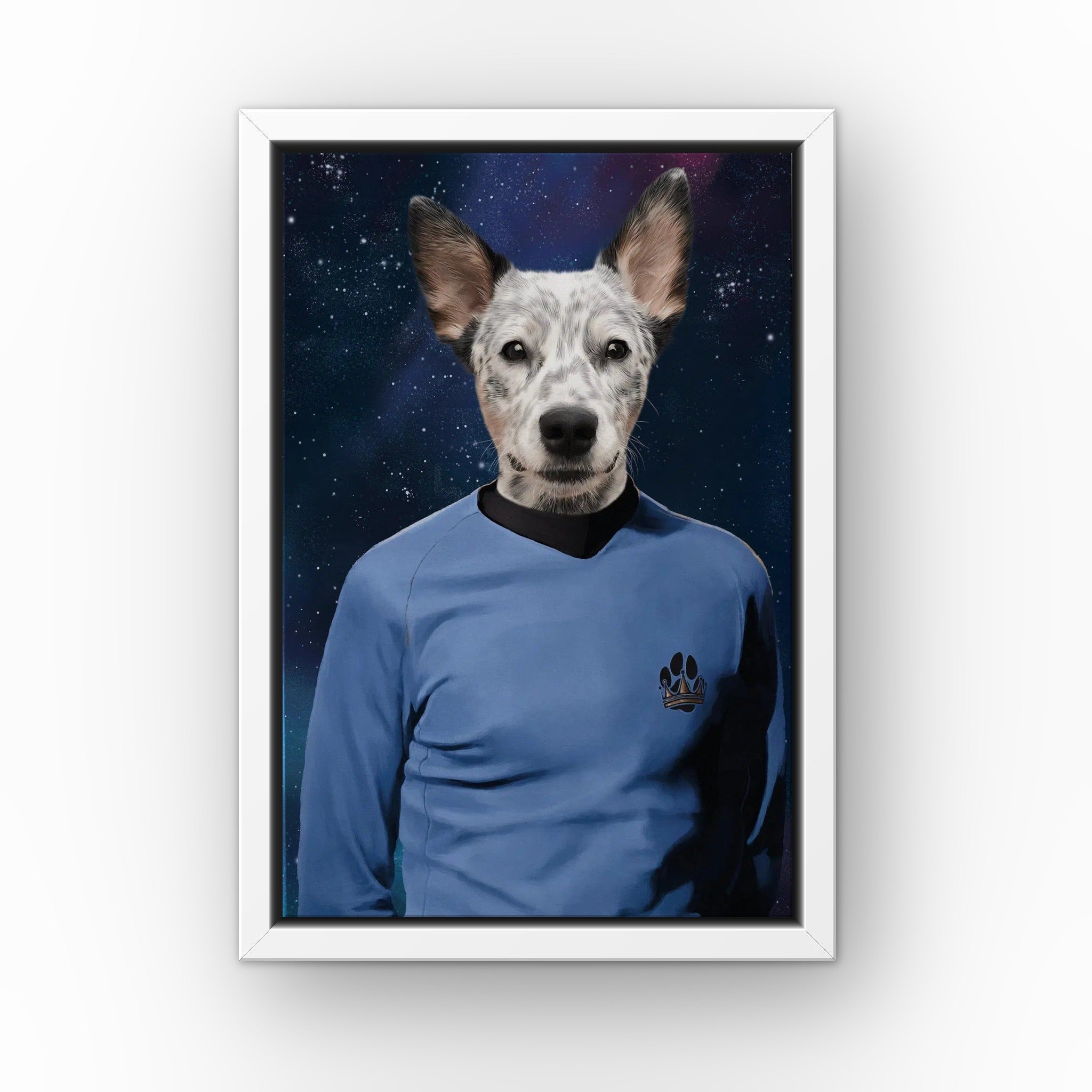 The Trekkie custom pet canvas in a white floating frame