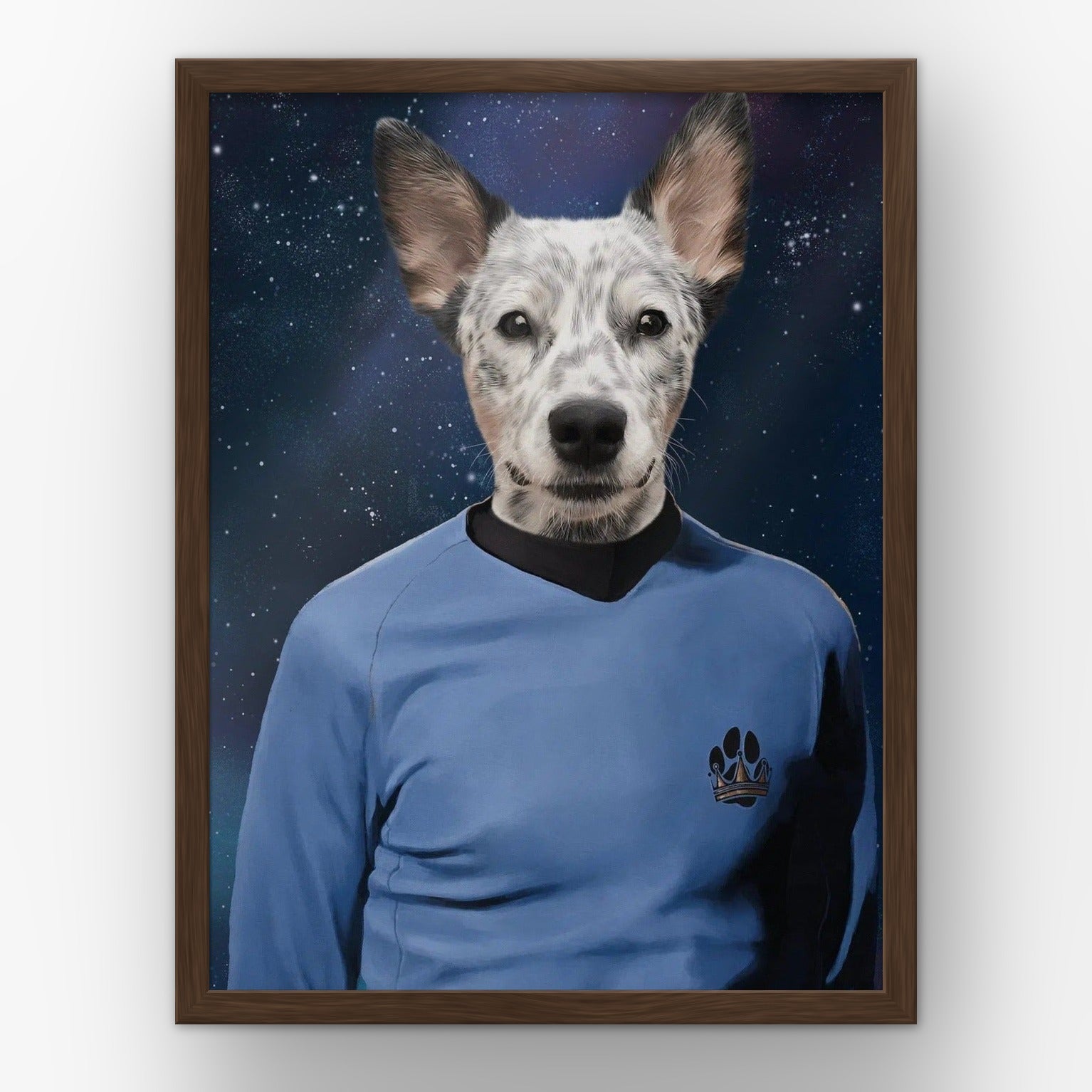 The Trekkie custom pet poster in a walnut frame