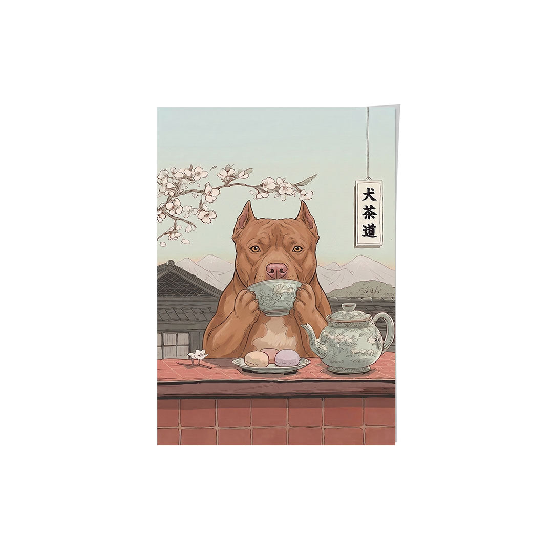Drinking Tea Asian Style Pet Portrait
