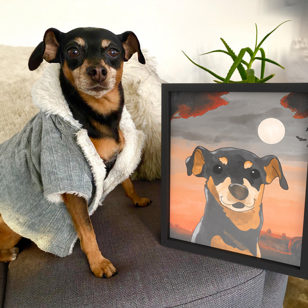 Watercolor Pet Portrait - One Pet, Framed Poster