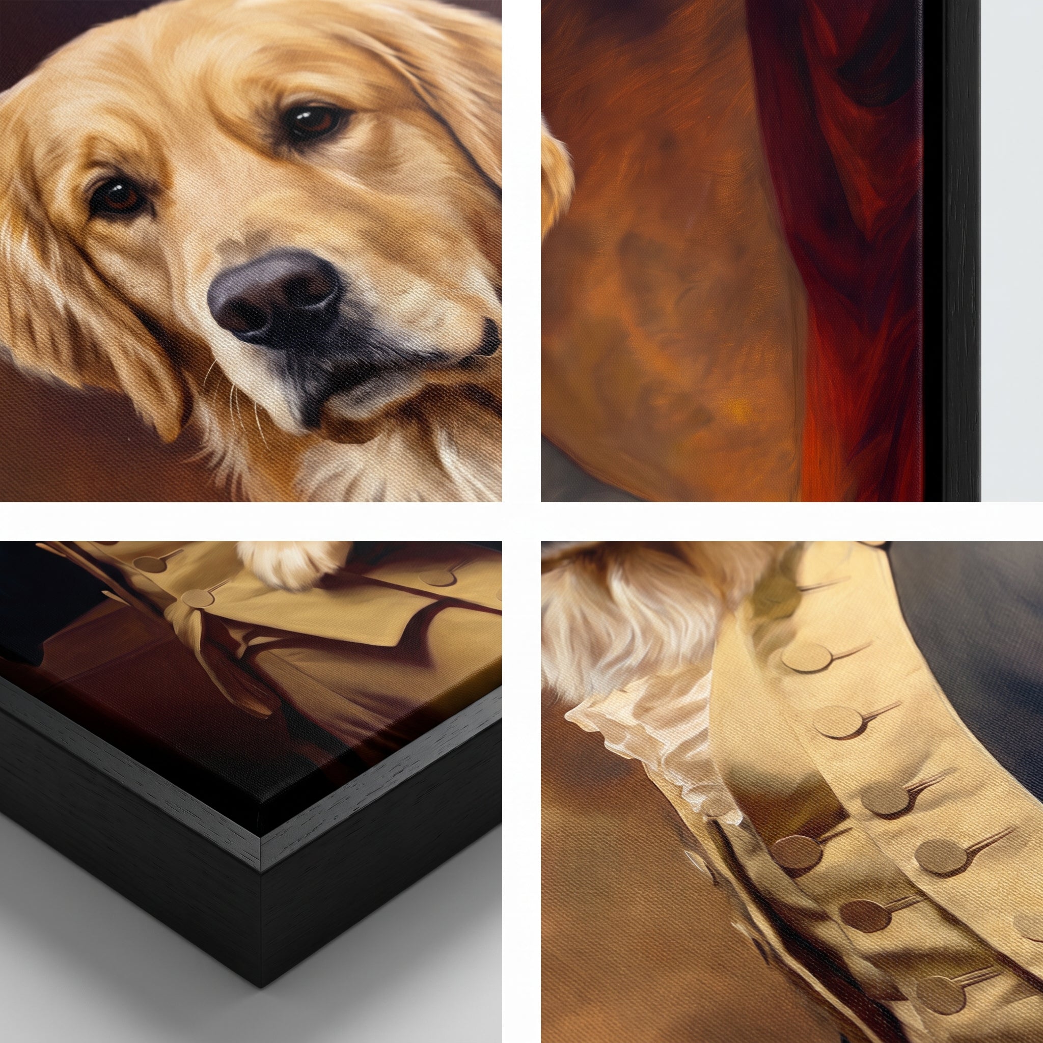 Close-up details of the Hamilton custom pet canvas