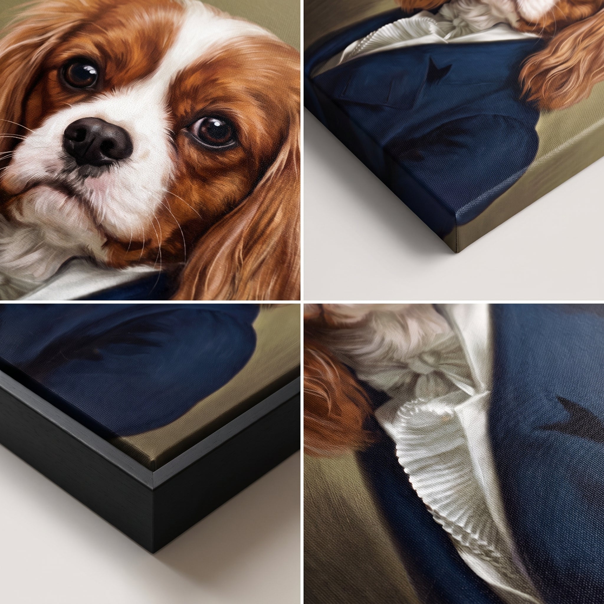 Close-up details of The Ambassador custom pet canvas