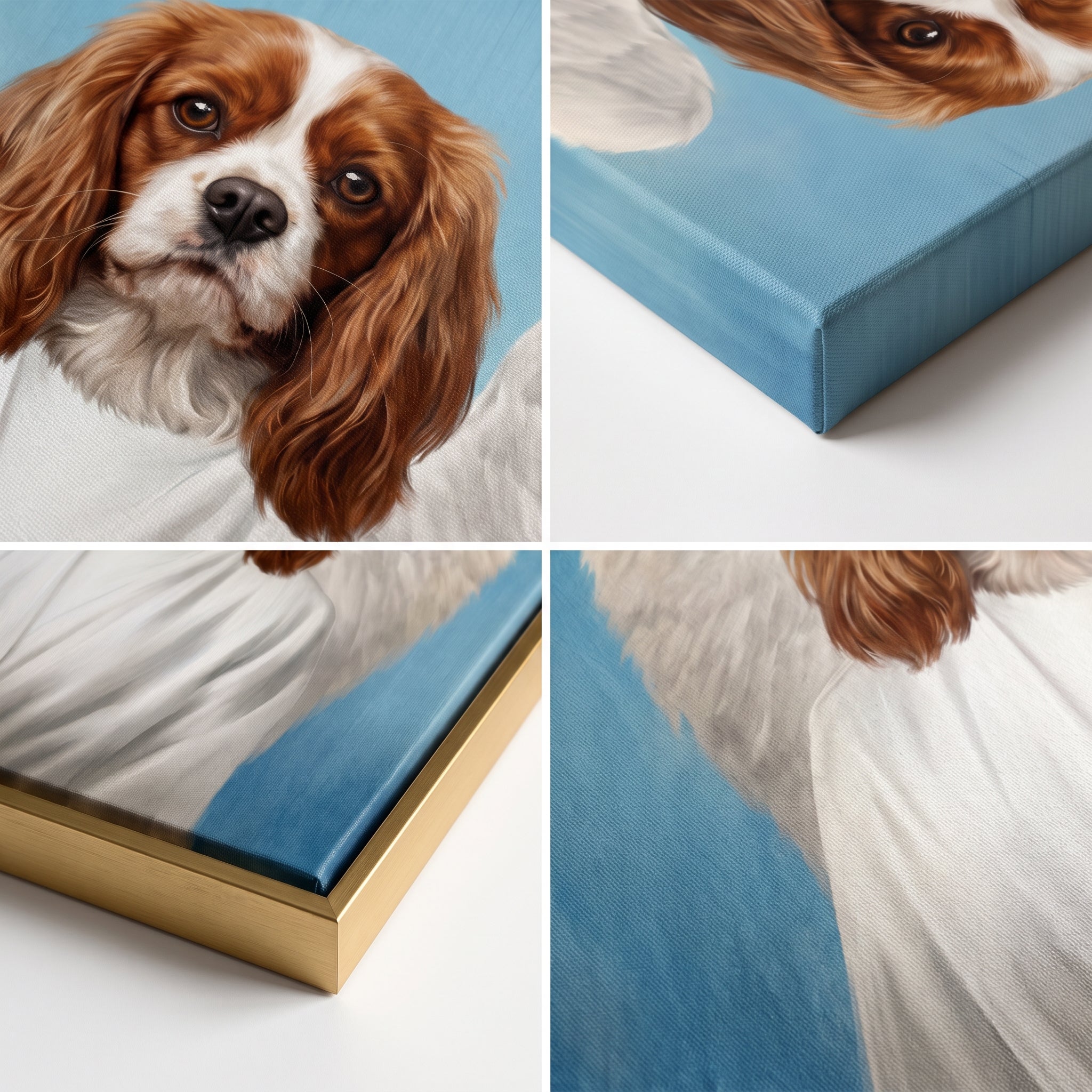 Close-up details of The Angel custom pet canvas