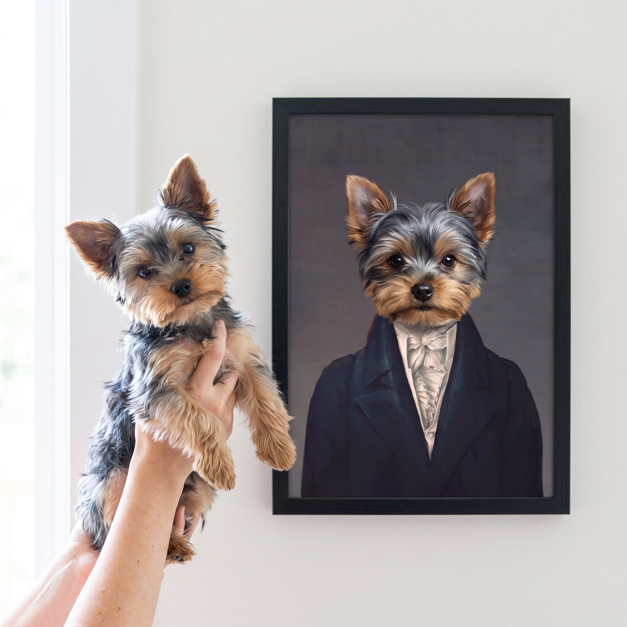 Yorkshire terrier next to its The Aristocrat custom pet poster