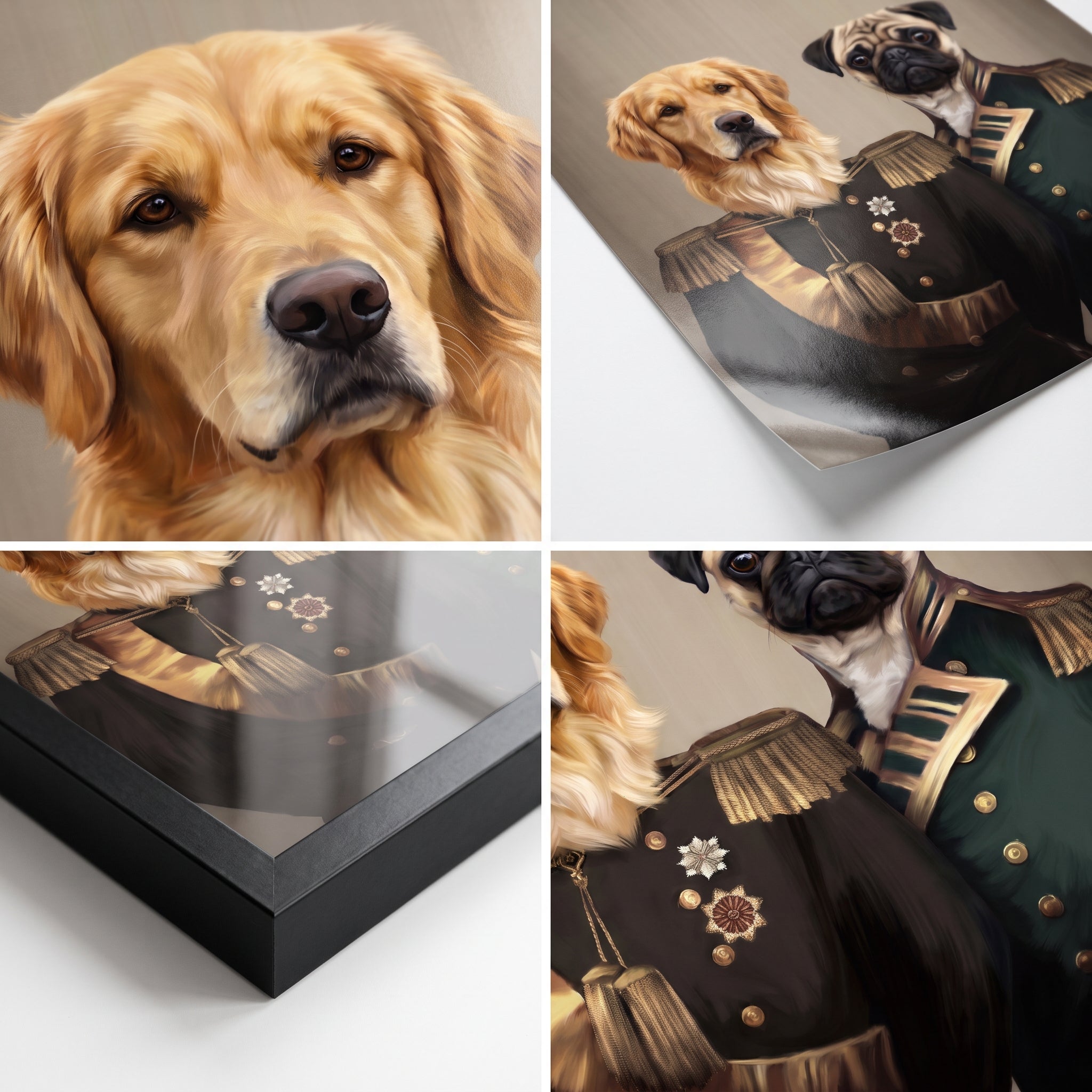 Close-up details of The Brothers in Arms custom pet poster
