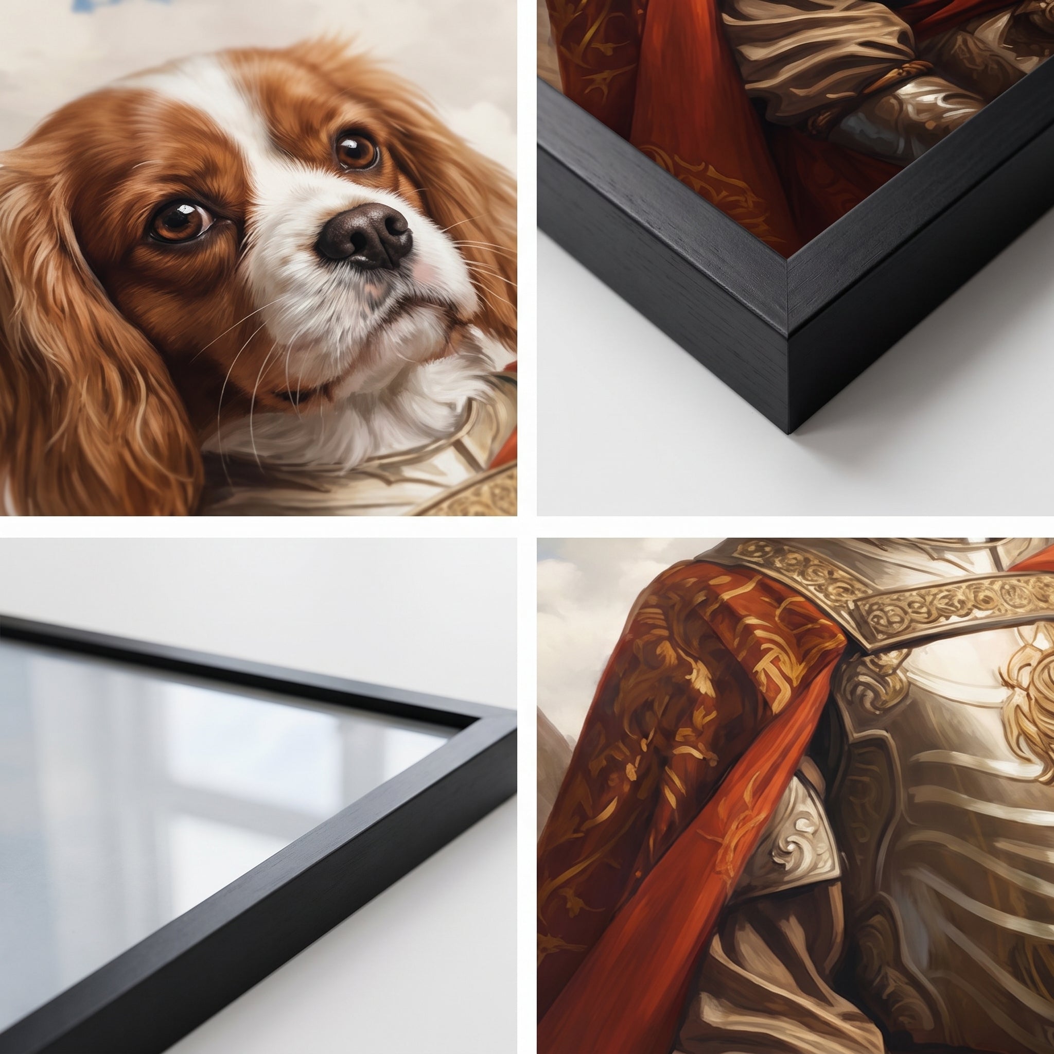 Close-up details of The Conquistador custom pet poster