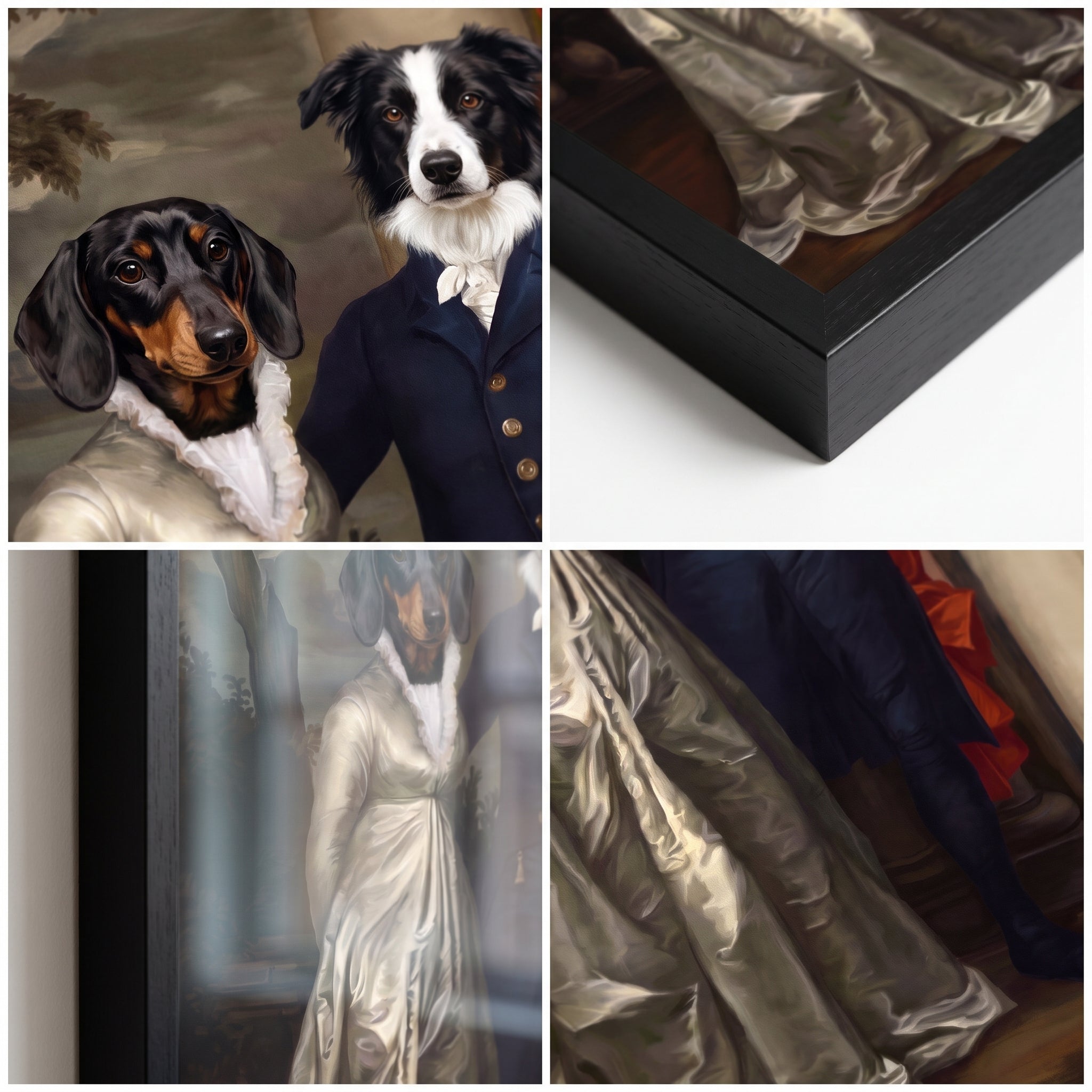 Close-up details of The Dinner Date custom pet poster
