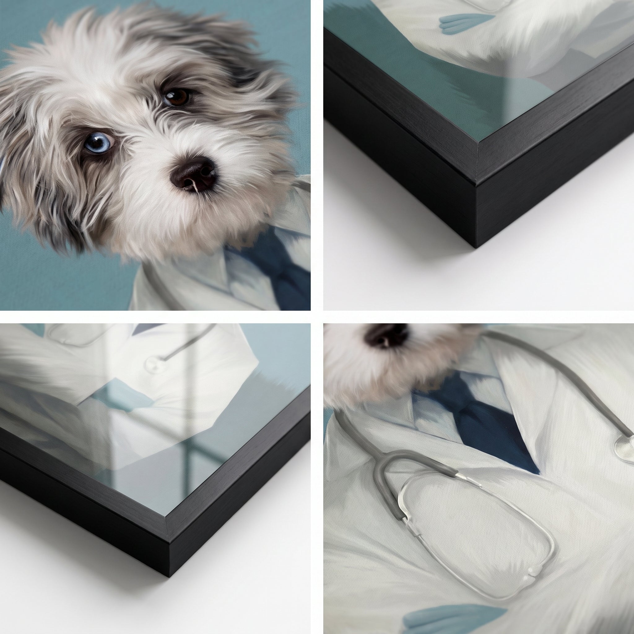 Close-up details of The Doctor custom pet poster