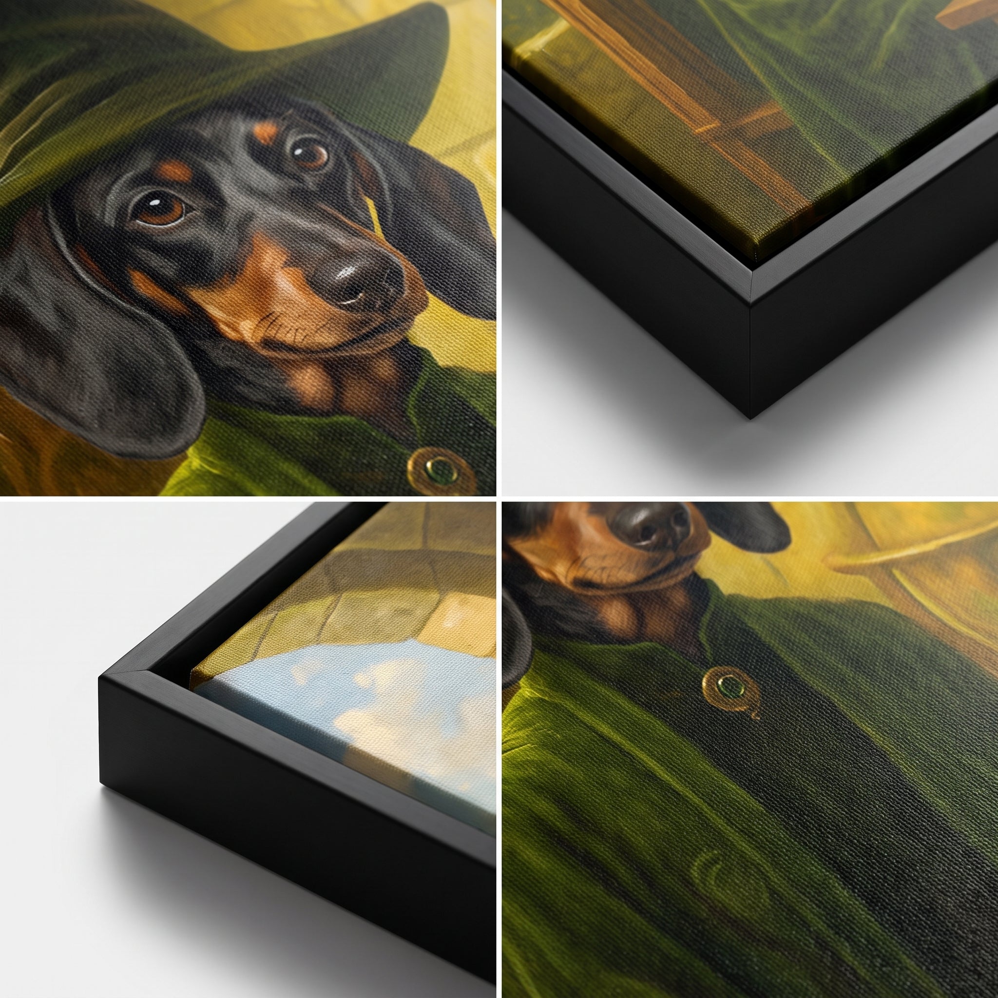 Close-up details of The Female Warlock custom pet canvas