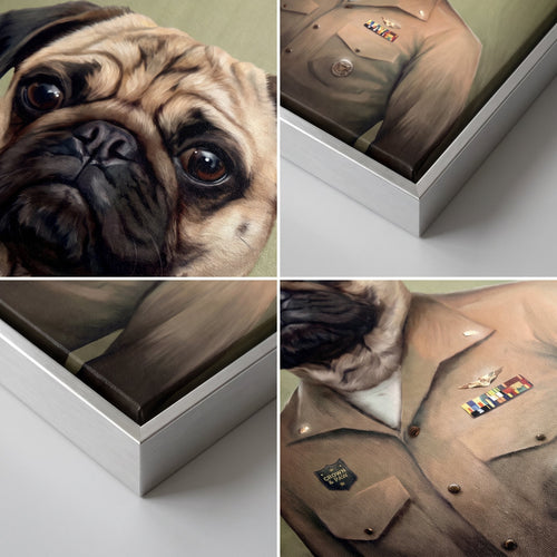 Close-up details of The Male Naval Officer custom pet canvas