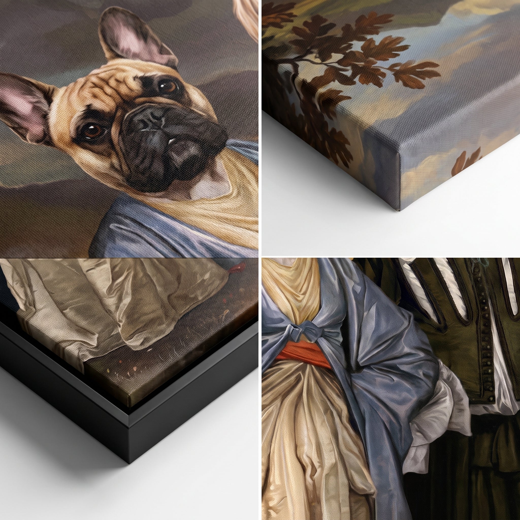 Close-up details of The Midnight Stroll custom pet canvas