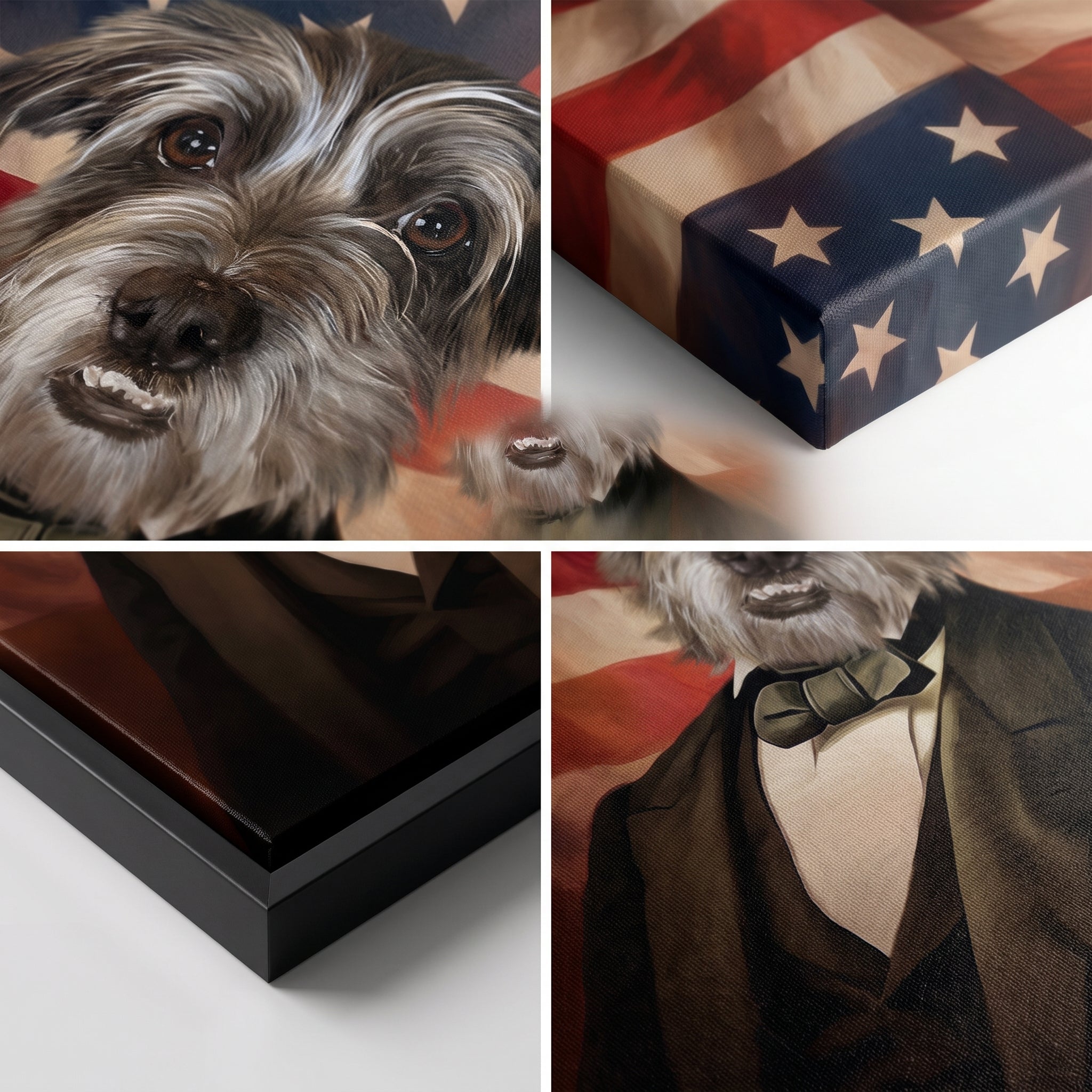 Close-up details of The Patriot custom pet canvas