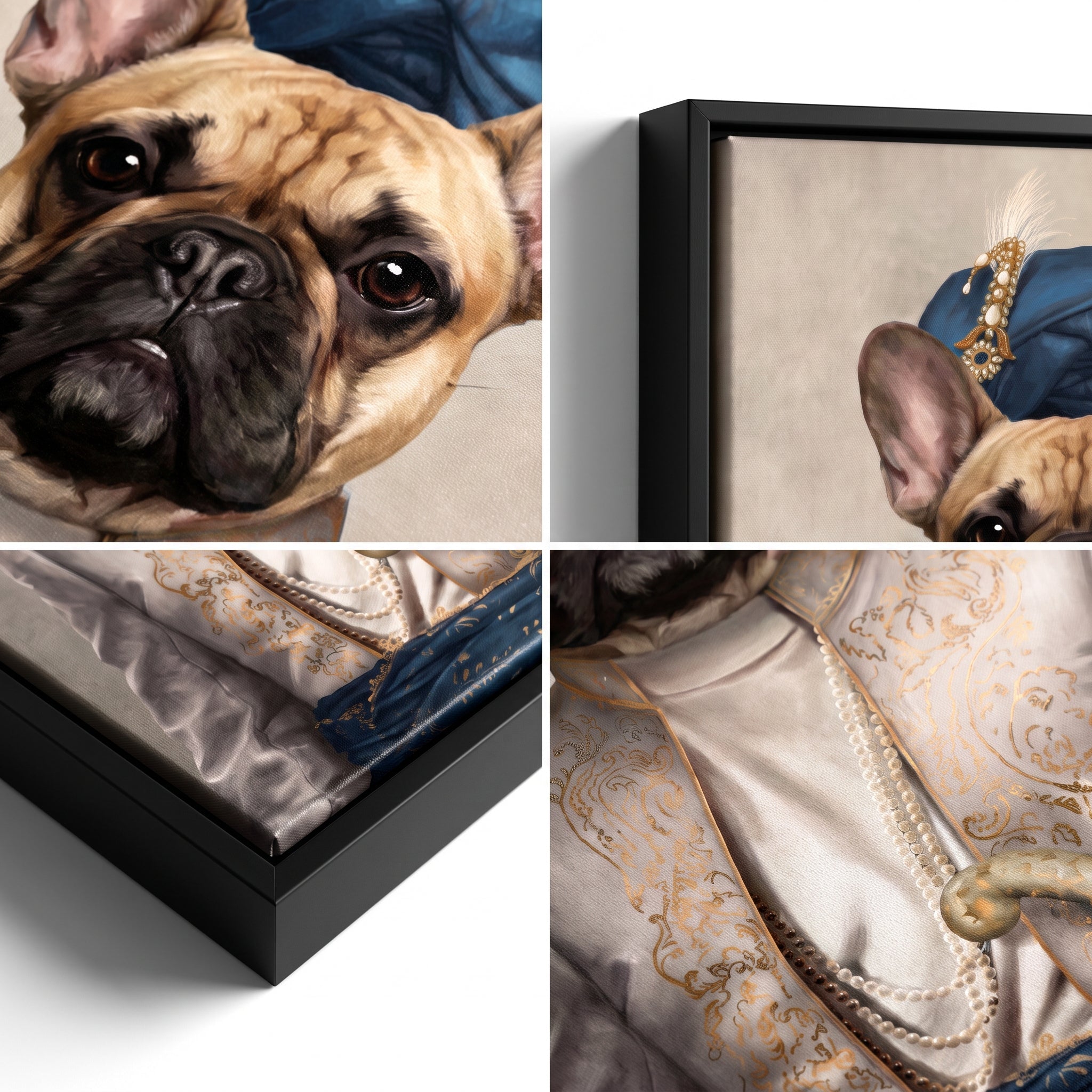 Close-up details of The Persian Prince custom pet canvas