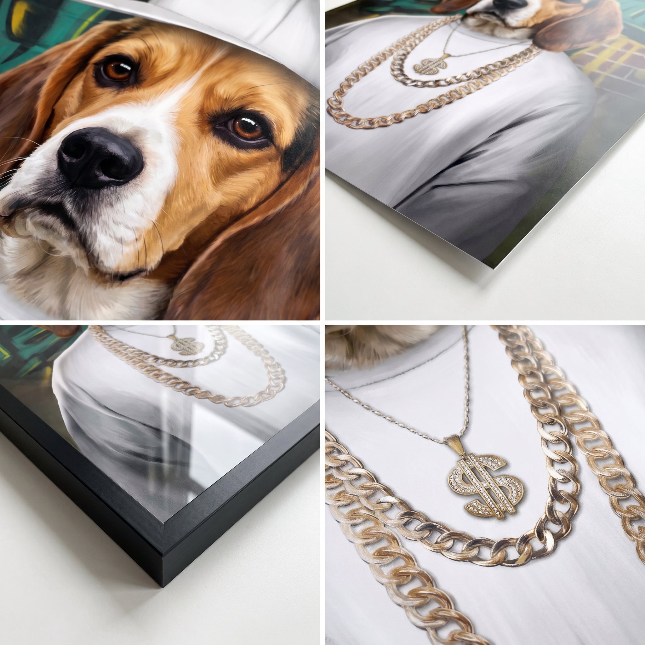 Close-up details of The Rapper custom pet poster