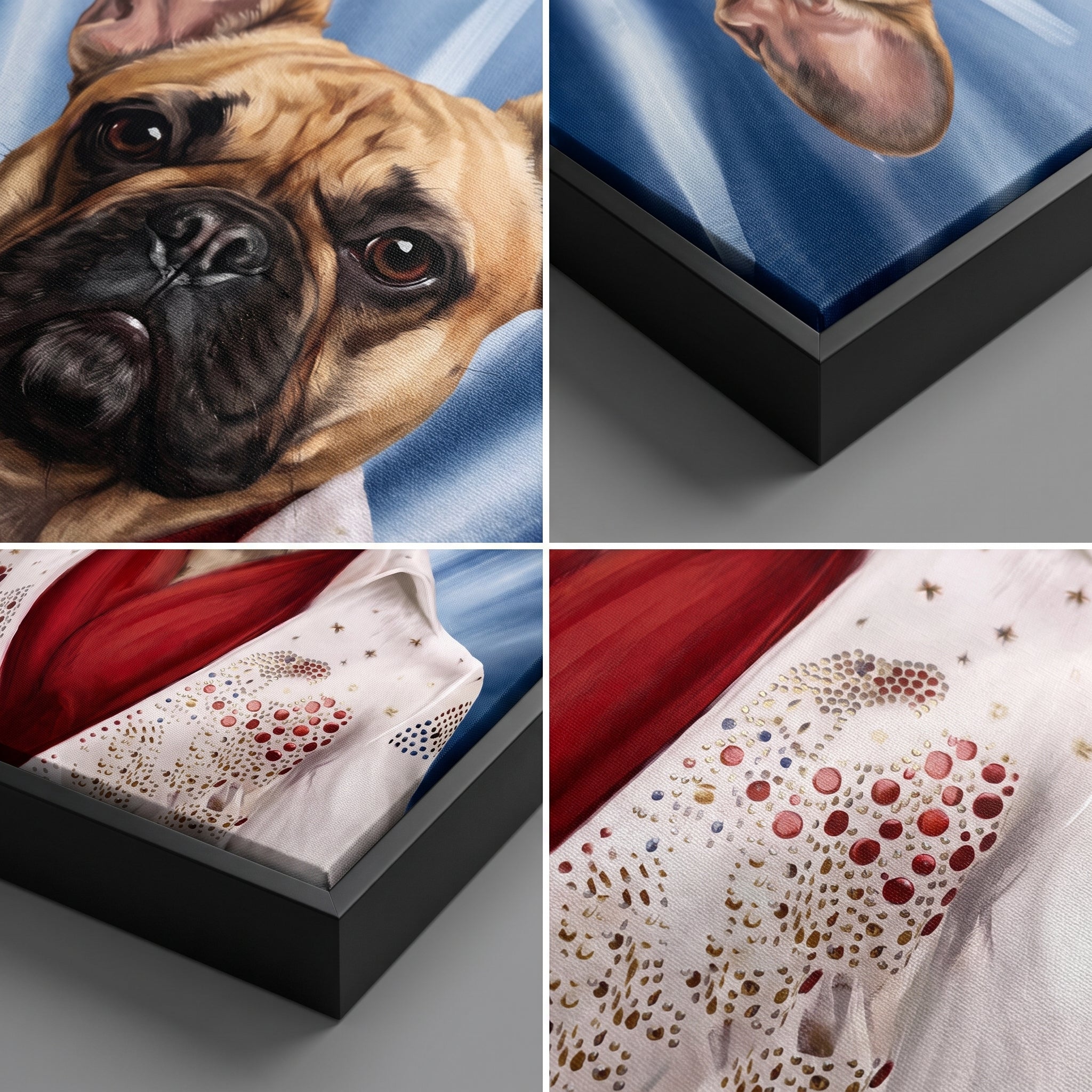 Close-up details of The Rock God custom pet canvas