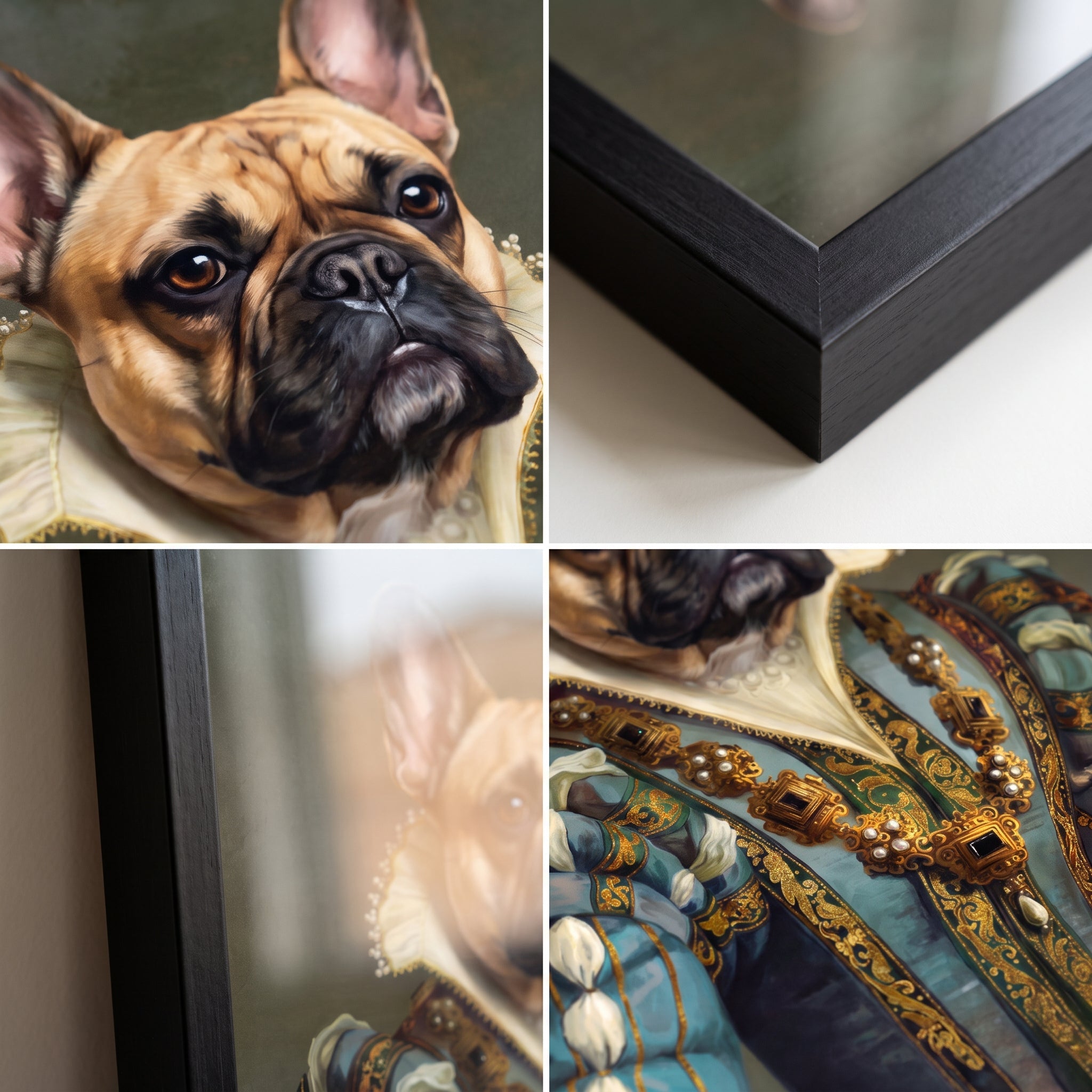 Close-up details of The Sapphire Queen custom pet poster
