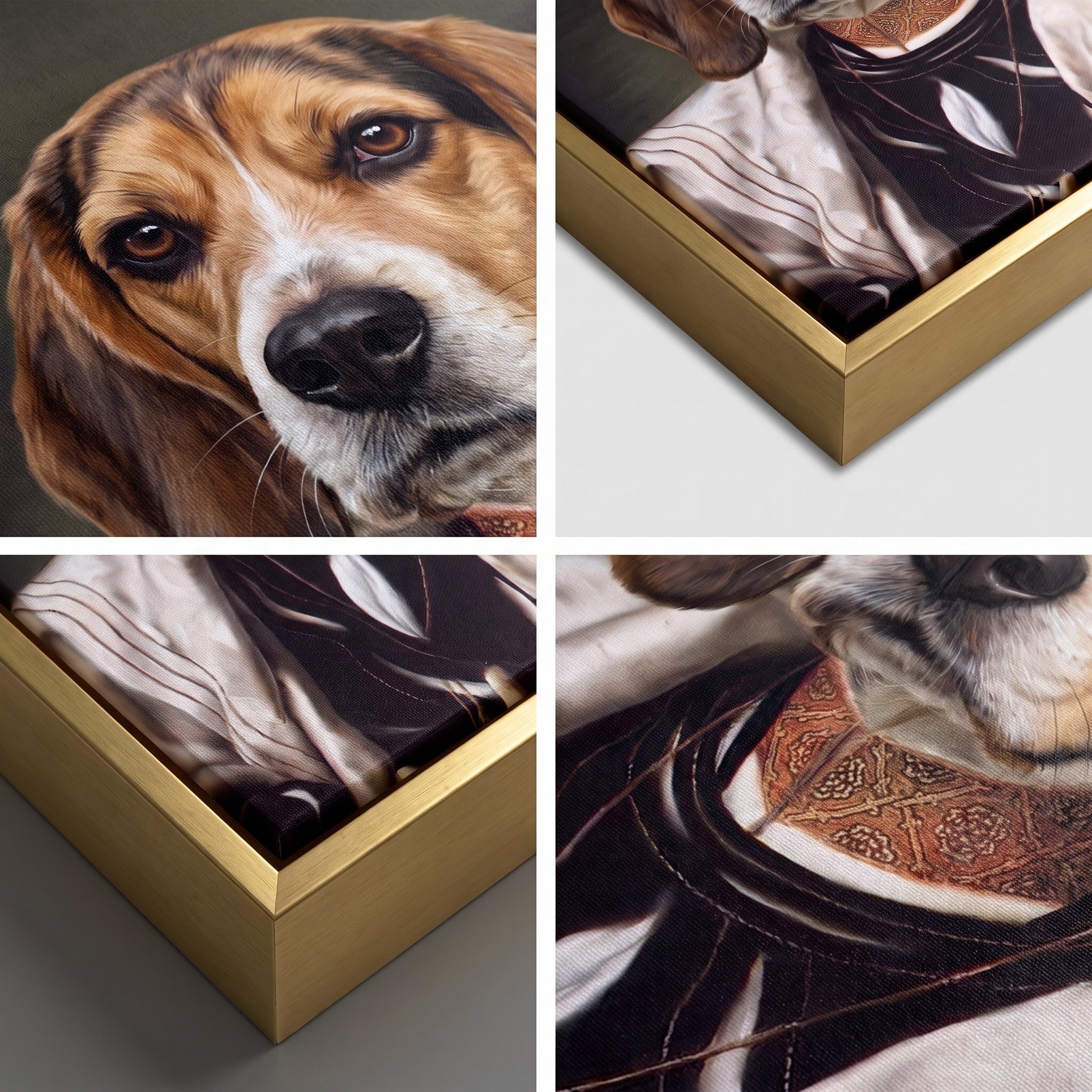 Close-up details of The Savant custom pet canvas