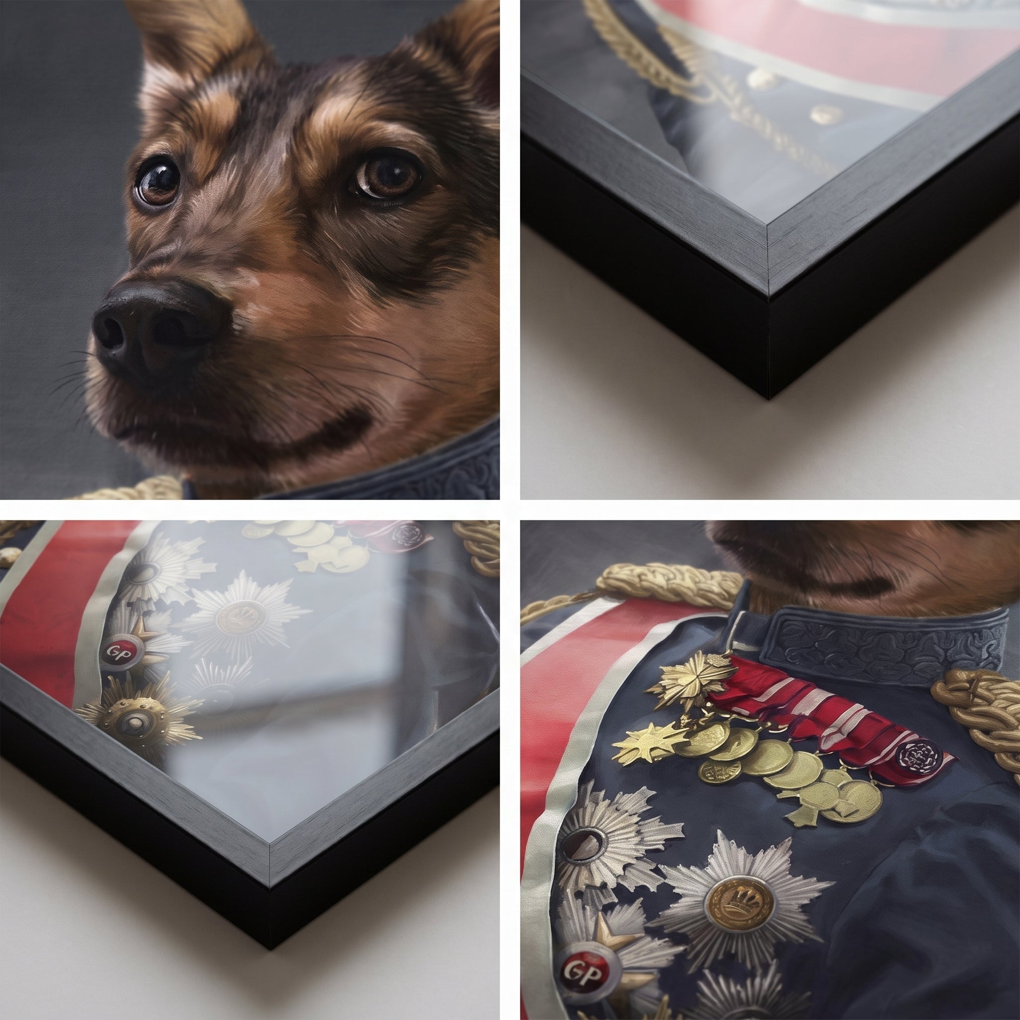 Close-up details of The Sergeant custom pet poster
