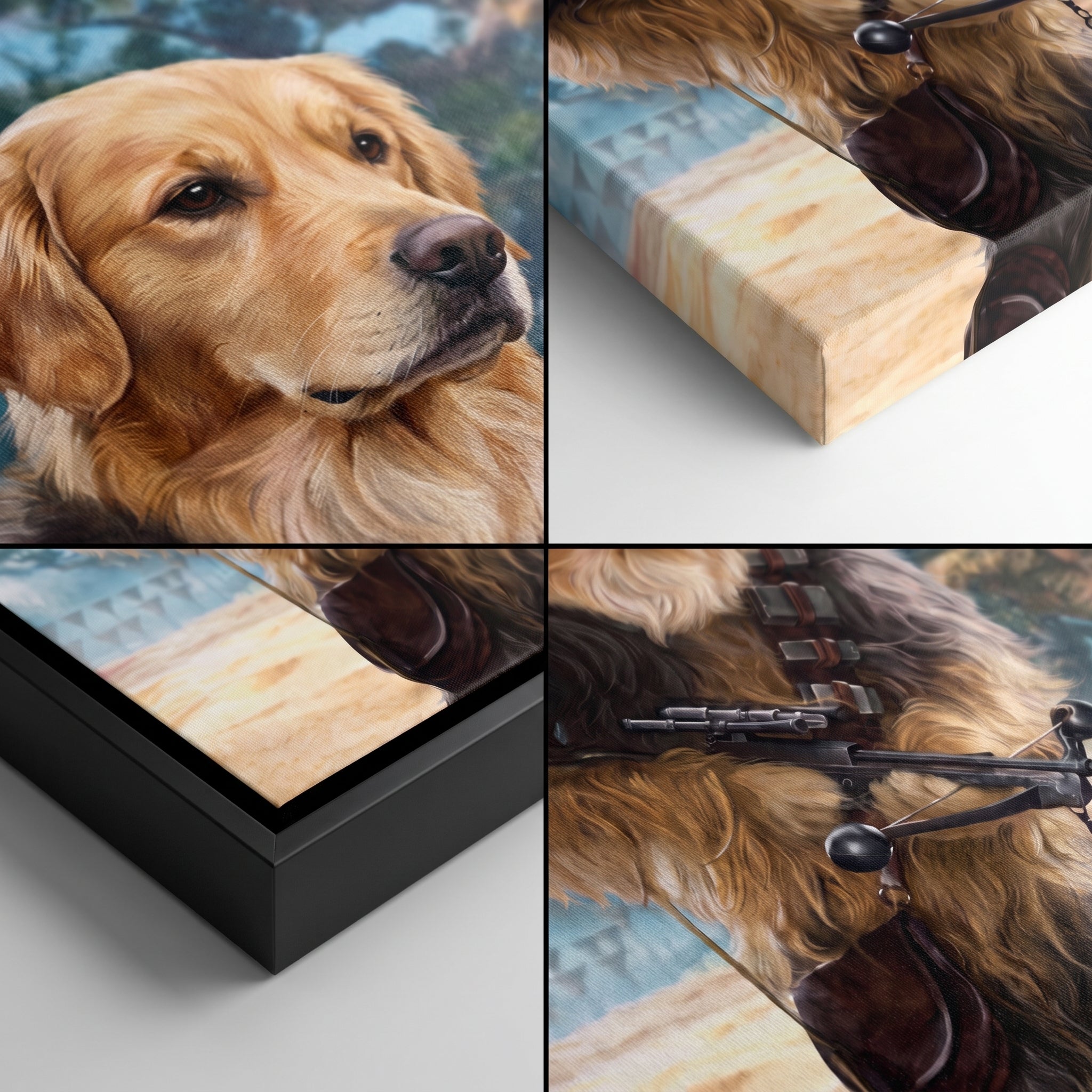 Close-up details of The Strong Smuggler custom pet canvas