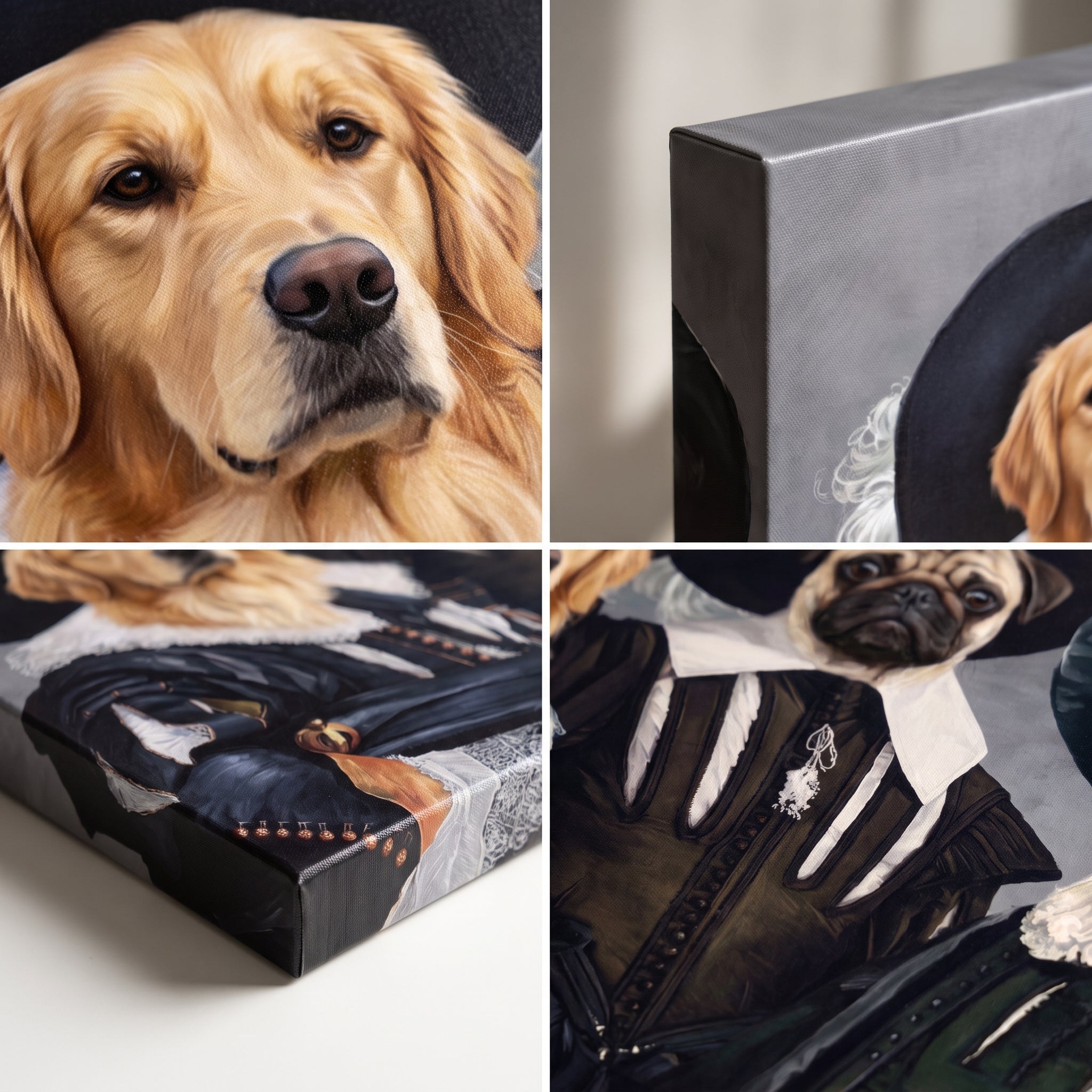 Close-up details of The Three Musketeers custom pet canvas