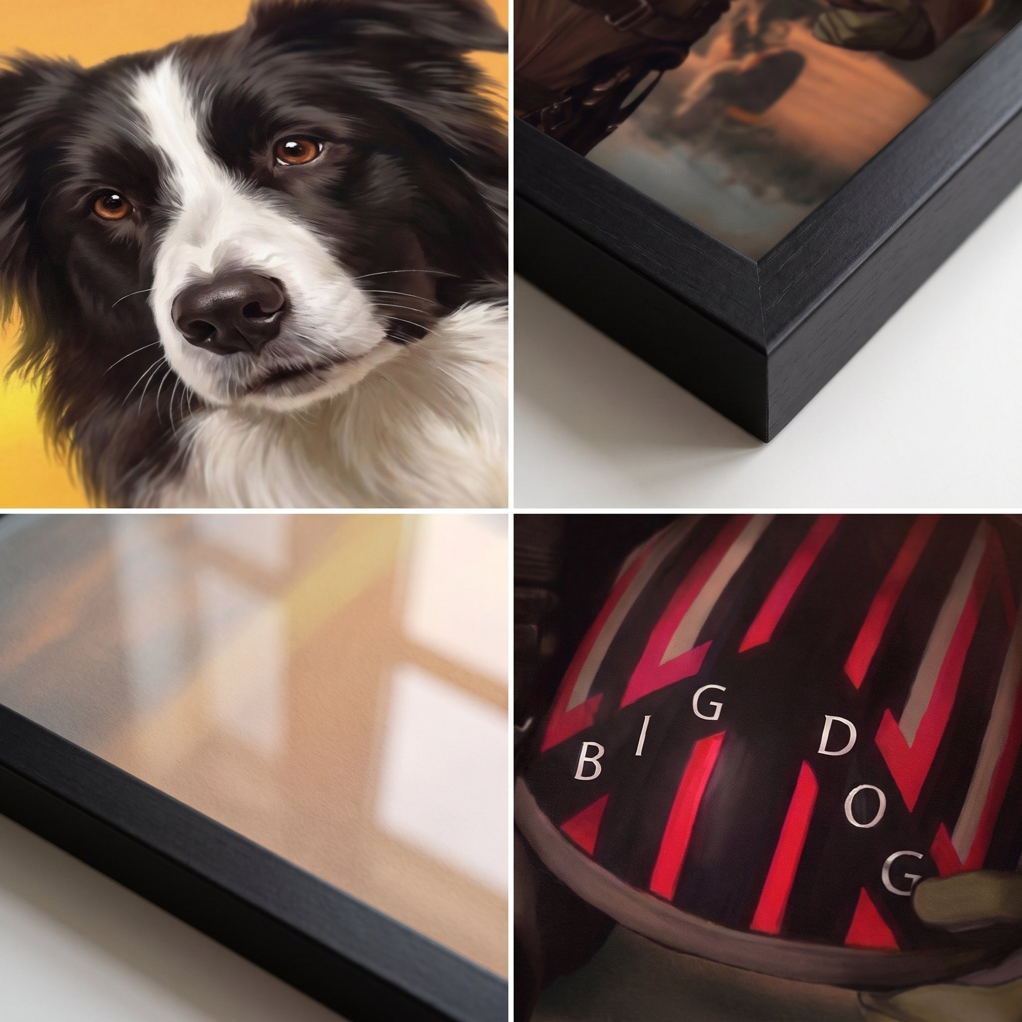Close-up details of The Top Pilot custom pet poster