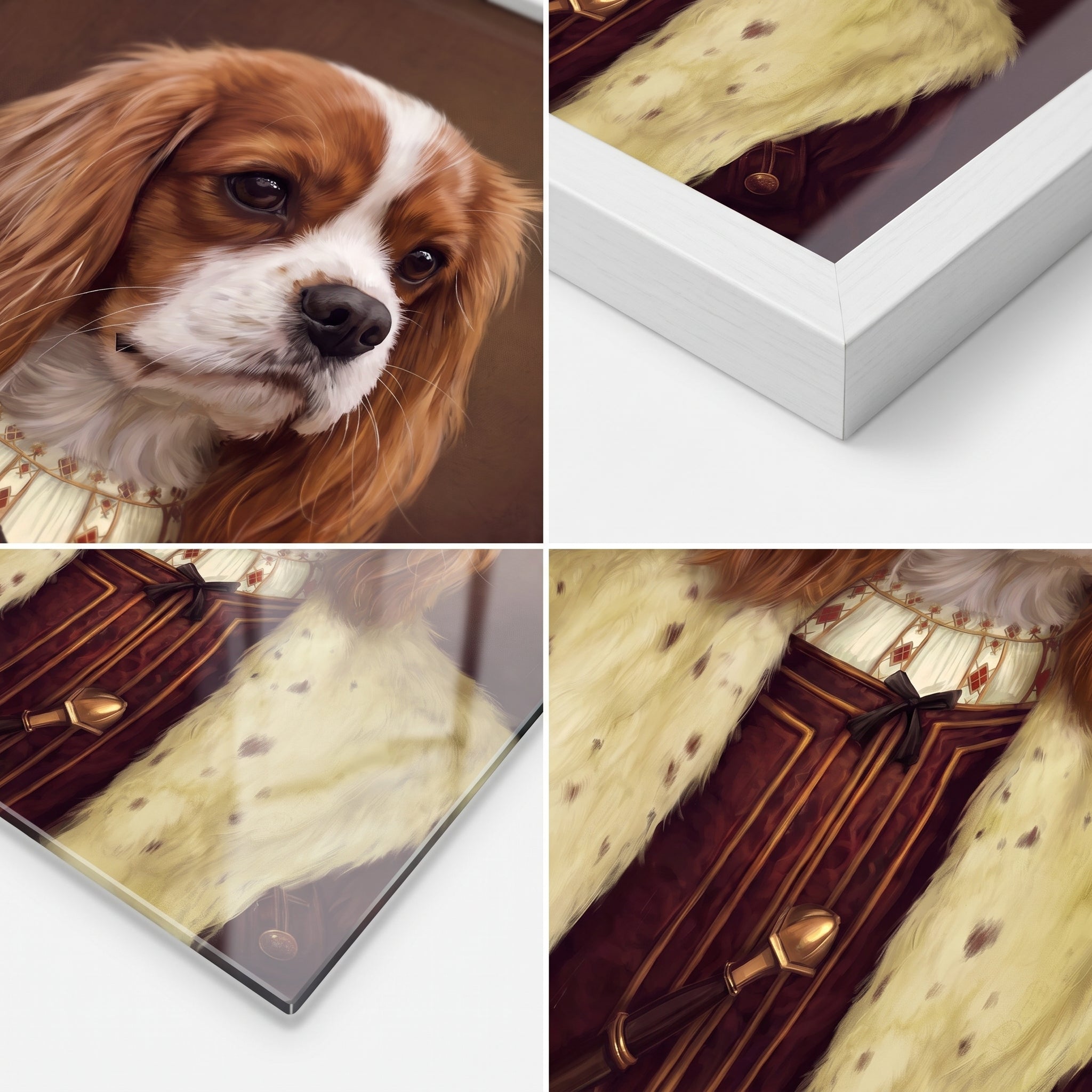 Close-up details of The Young King custom pet poster