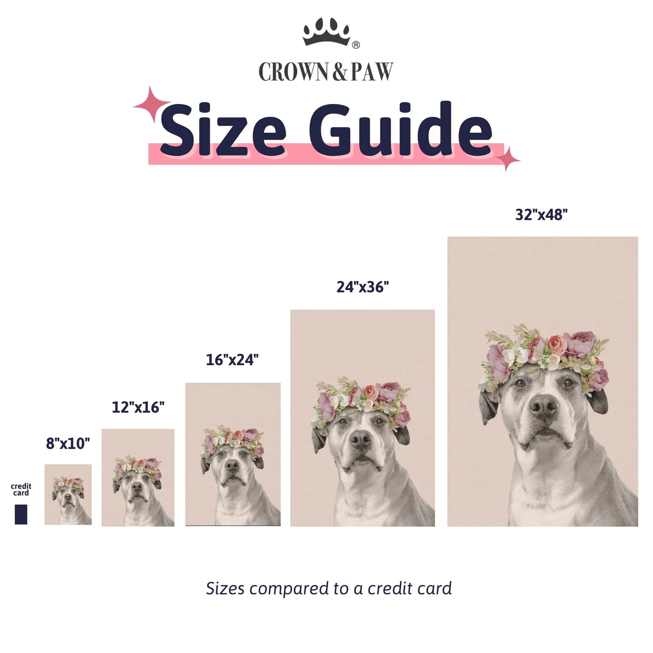 Floral Crown Pet Portrait - Custom Canvas