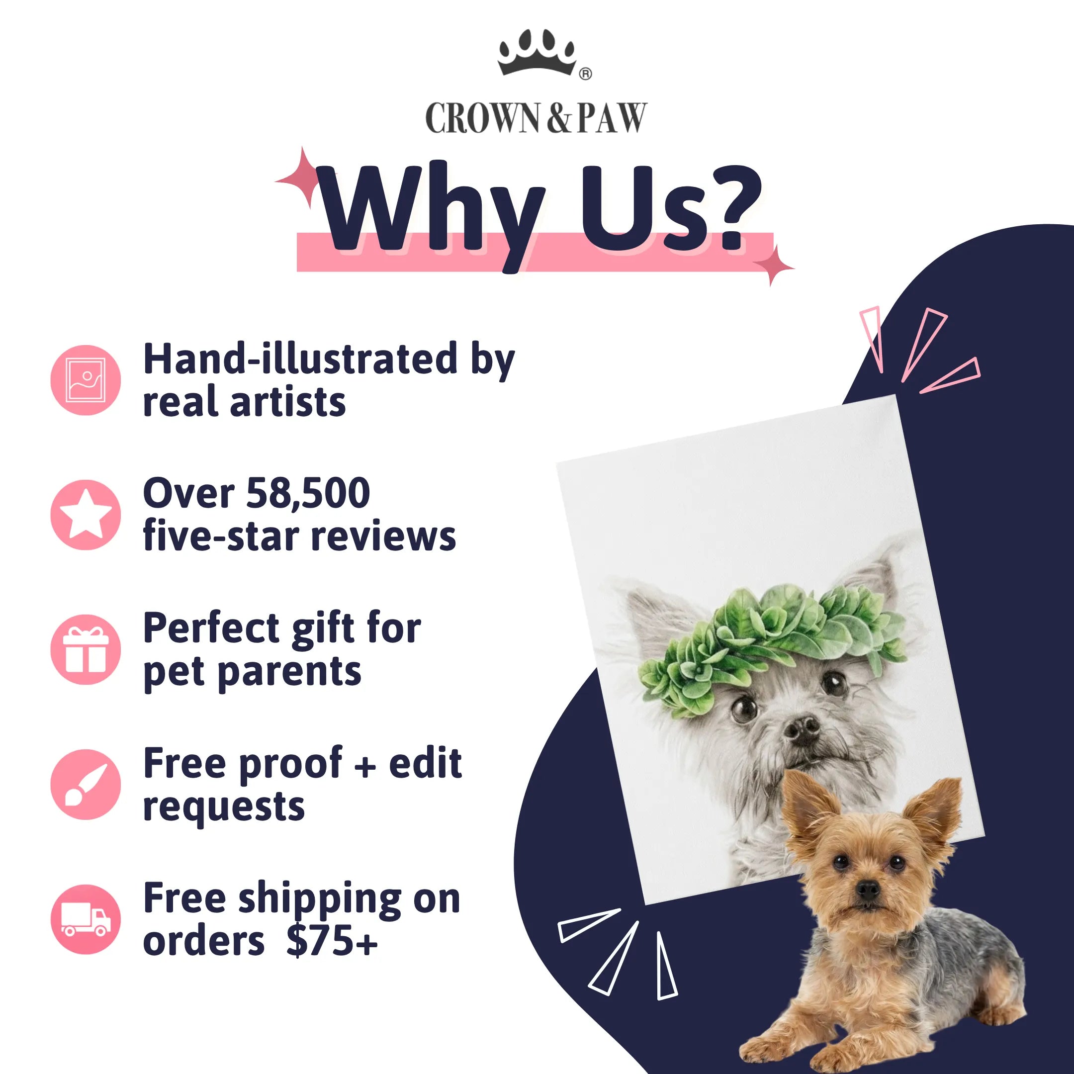 Roman Crown Pet Portrait - Custom Canvas