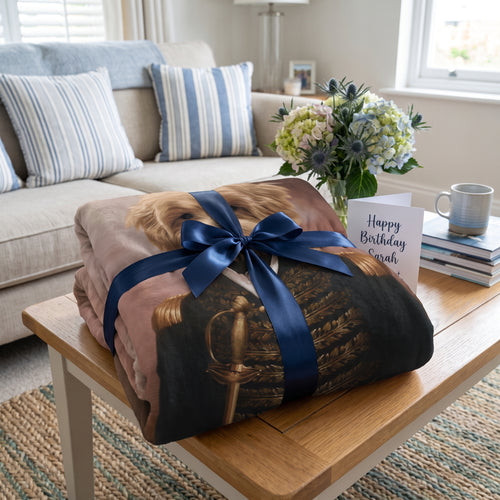The General custom pet blanket wrapped as a gift