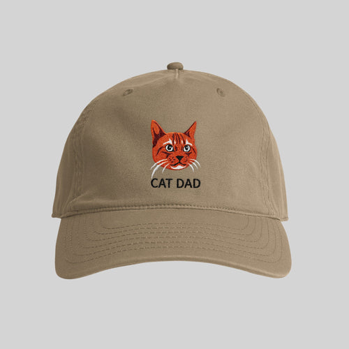 Crown and Paw - Hat Custom Pet Face Classic Dad Cap Khaki / Full Color