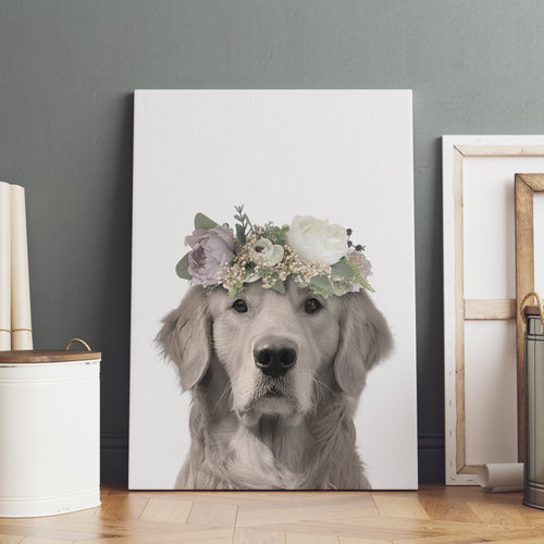 Crown and Paw - Canvas Full Bloom Pet Portrait - Custom Canvas 8" x 10" / White