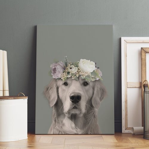 Crown and Paw - Canvas Full Bloom Pet Portrait - Custom Canvas