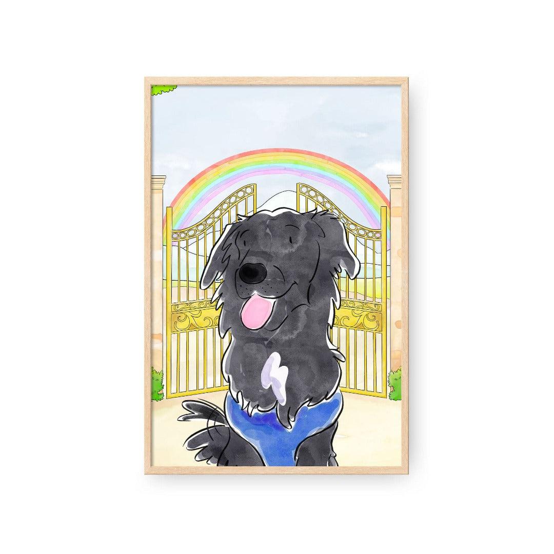 Crown and Paw - Framed Poster Watercolor Pet Portrait - One Pet, Framed Poster 10" x 8" / Walnut / Rainbow Bridge