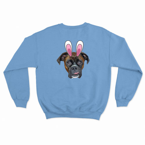 Crown and Paw - Custom Clothing Novelty Pet Face Bunny Ears Easter Sweatshirt