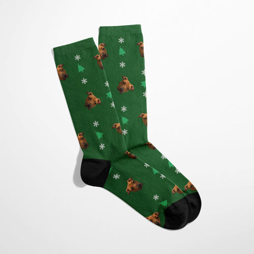 Crown and Paw - Custom Clothing Christmas Bundle: Pet Face Pattern Christmas Sweatshirt and Socks (Save $30)