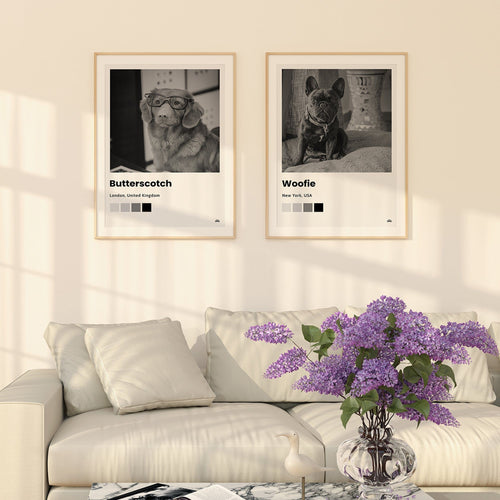 Crown and Paw - Canvas Timeless Polaroid Style Pet Portrait - Custom Pet Print Canvas