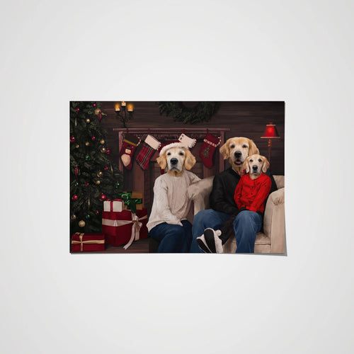 Crown and Paw - Poster The Family Christmas (Three Pets) - Custom Pet Poster 8.3" x 11.7" / Family B