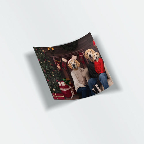 Crown and Paw - Sticker The Family Christmas (Three Pets) - Custom Stickers 3 Stickers / Family B